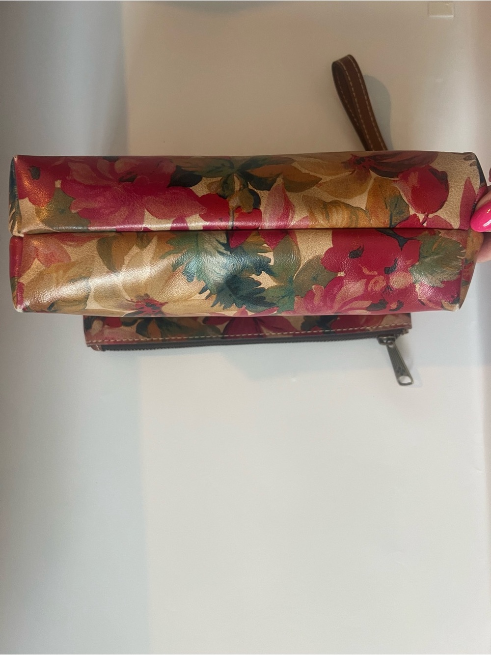 Patricia Nash Vintage Valarie Floral Fold Over Leather Wristlet Clutch Handbag - Picture 9 of 15
